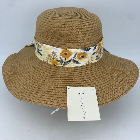 Joie Womens Wide Brim Sun Hat Floral Print Bow Tie  Beach Cottage Core NEW - Picture 1 of 7